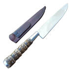 Faca N 5 Aço Inox Cabo Rabo De Tatu E Bainha Couro Churrasco