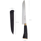 Faca N 9 Churrasco Aço Inox Cabo Chifre Curvado Bainha Couro