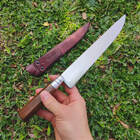 Faca Para Churrasco 8 Aço Carbono Cabo De Madeira Oitavado