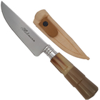 Faca Pequena 4'' Inox Cabo Torneado De Chifre Bainha Couro