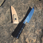 Faca Pequena 4'' Inox Cabo Torneado De Chifre Bainha Couro