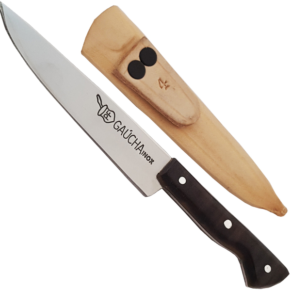 Faca Pequena Artesanal 4'' Com Bainha Couro Cabo De Chifre Es