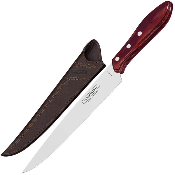 Faca Tramontina Para Carne 8" Em Aço Inox E Cabo Maderia Poly
