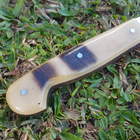 Facão 12 Pol Aço Carbono Cabo De Chifre Com Bainha De Couro