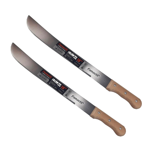 Facão Para Jardinagem Famastil Cabo De Madeira 18" Kit 2 Un