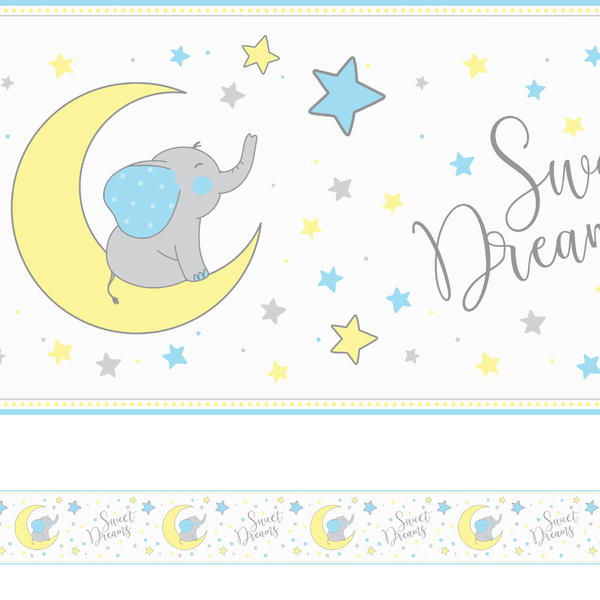 Faixa de Parede Elefante Azul Infantil 10cmx10m