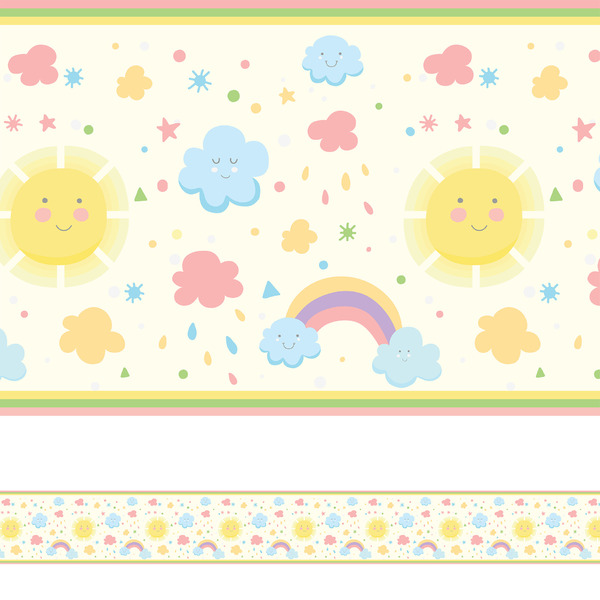 Faixa de Parede Infantil Adesiva Arco Iris 3mx15cm