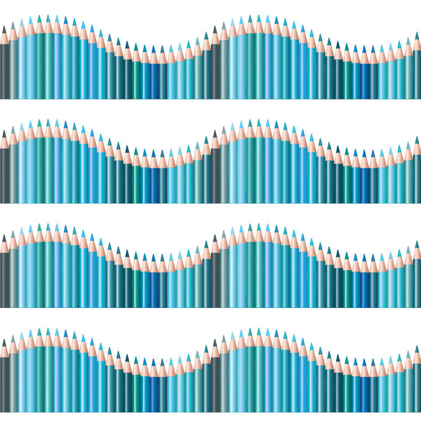 Faixa de Parede Infantil Lapis de Cor Onda Azul 5mx10cm