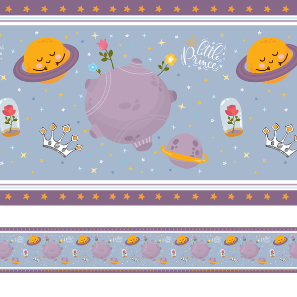 Faixa de Parede Pequeno Príncipe Azul Infantil 10mx10cm