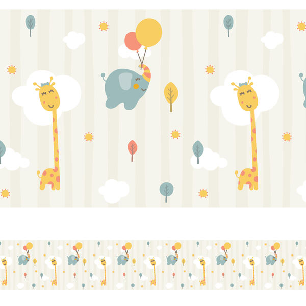 Faixa Decorativa Adesiva Infantil Animais Bichinhos 3mx15cm