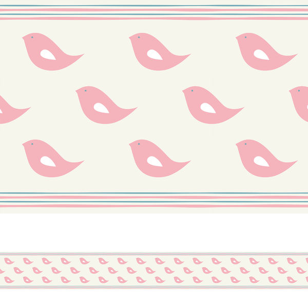 Faixa Decorativa Adesiva Infantil Passarinhos Rosa 5mx10cm