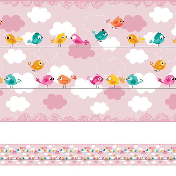Faixa Decorativa Adesiva Infantil Pássaros no Fio 5mx10cm
