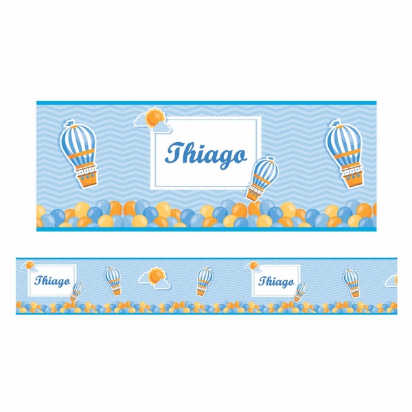 Faixa Decorativa Auto-adesiva Tema Balão - Com Nome Fdmenino-