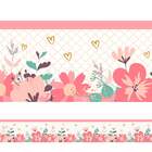 Faixa Decorativa Floral Com Coração Rosa Claro