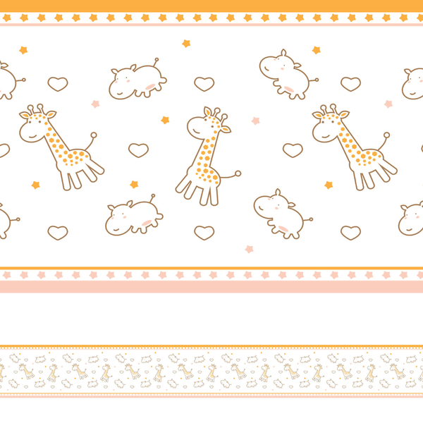 Faixa Decorativa Infantil Girafa e Hipopótamo 6mx15cm