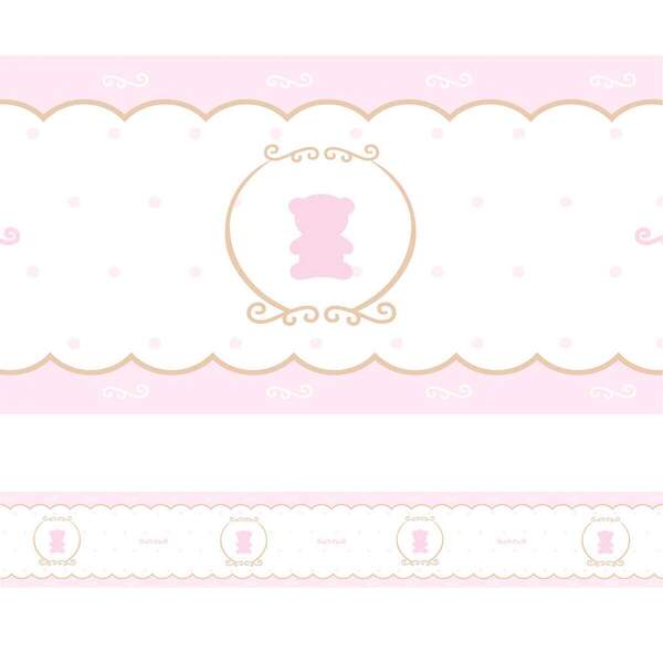 Faixa Decorativa Infantil Ursinha Silhueta Rosa