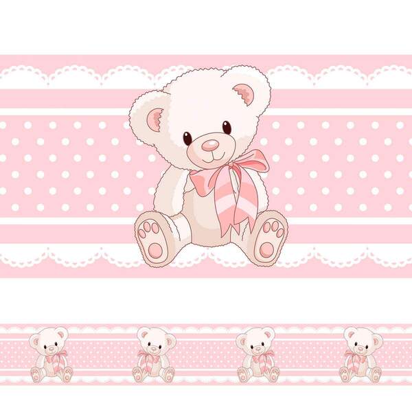Faixa Decorativa Ursinho Branco Rosa