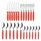 Faqueiro 24 Pc Ipanema Vermelho Sortidos Com Laminas De Aco I