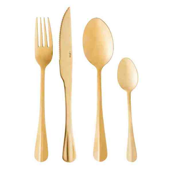 Faqueiro 24 Peças Aço Inox Positano Dourado Lyor