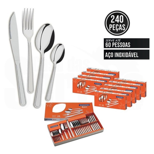 Faqueiro 24 Peças Buzios Inox 23799071 Tramontina - Kit C/10