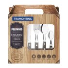 Faqueiro 24 Peças Polywood Castanho Sortidos Com Laminas De A