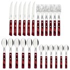 Faqueiro 24 Peças Polywood Vermelho Sortidos Com Laminas De A