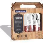 Faqueiro 24 Peças Polywood Vermelho Sortidos Com Laminas De A