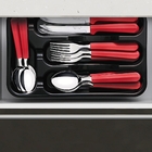 Faqueiro 25 Pcs Tulum Vermelho Sortidos Com Laminas De Aco In