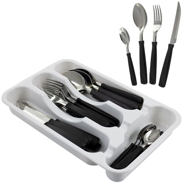 Faqueiro 25 Peças Aço Inox Com Porta Talheres Tramontina