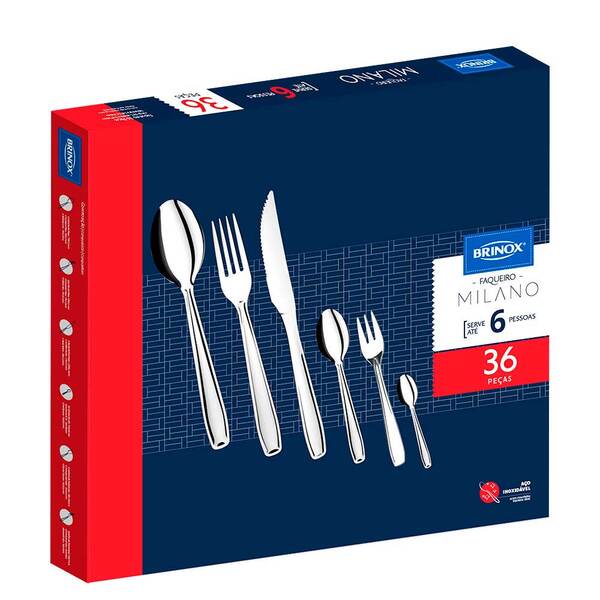 Faqueiro 36 Peças Em Aço Inox Milano Brinox 5123/148