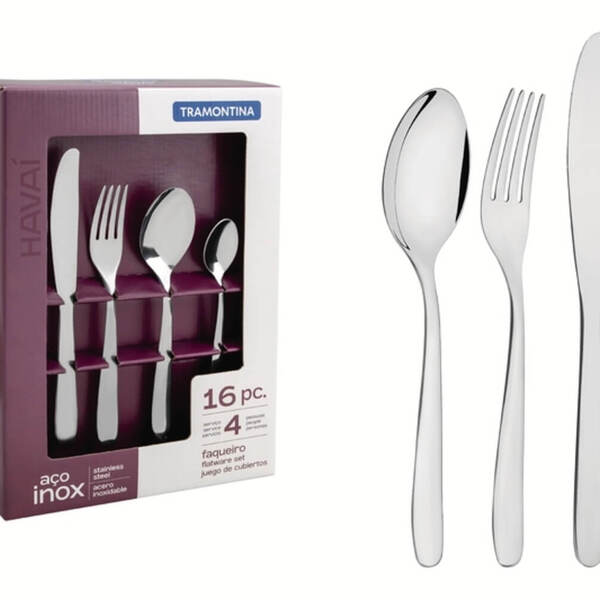 Faqueiro Aço Inox 16 Peças Havaí Unica