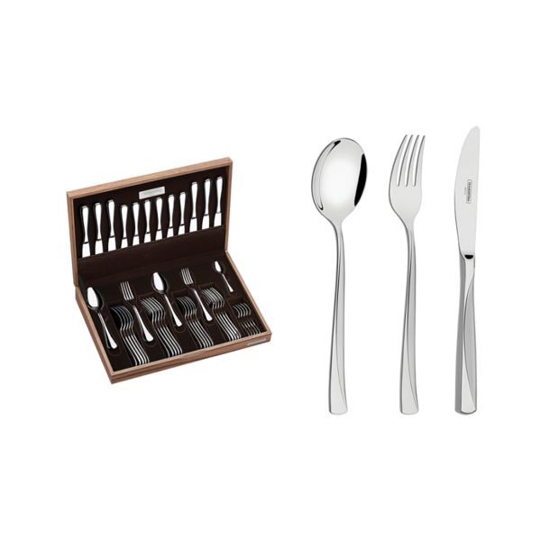 Faqueiro Aço Inox 42pcs Las Vegas Com Estojo De Madeira Tramo