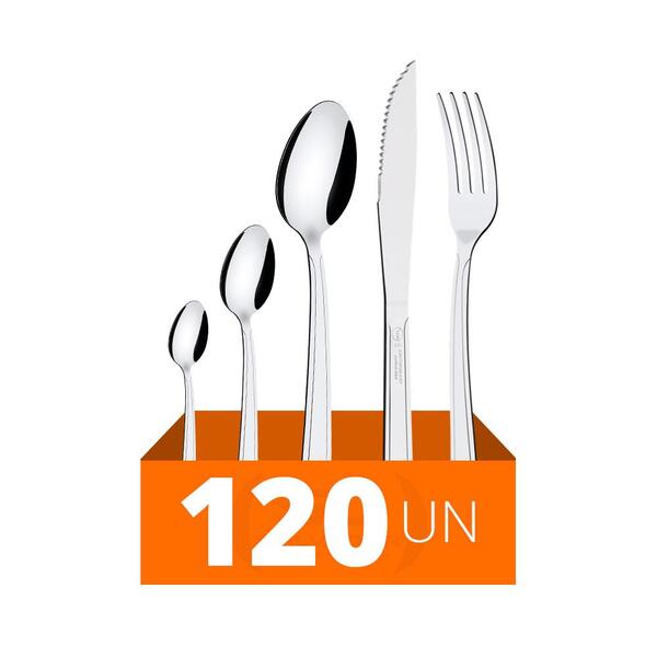 Faqueiro Búzios Com 120 Peças Totalmente Em Aço Inox Ibag - T