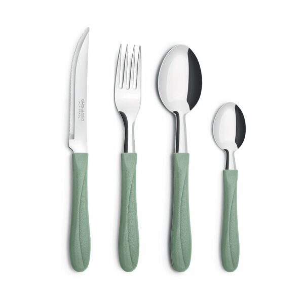 Faqueiro Com 25 Peças Em Pote - Verde Oliva