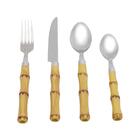 Faqueiro De Aço Inox Com Cabo De Bamboo Lyor 24 Peças