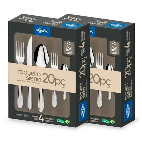 Faqueiro De Aço Inox Siena 40 Peças Brinox 5109/455-2