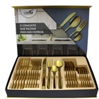 Faqueiro Dourado Inox 24pç Premium Com Caixa Organizadora