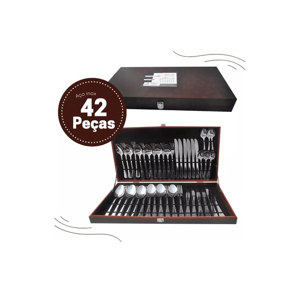 Faqueiro Em Inox Liso Completo 42 Peças Jogo Talheres De Aço Inox