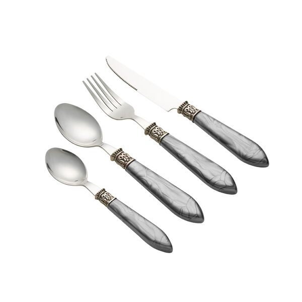 Faqueiro Em Inox Lyor Mother Pearl 24 Peças Cinza