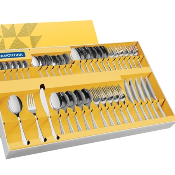 Faqueiro Havana Em Aco Inox Com Facas De Mesa Acabamento Bril