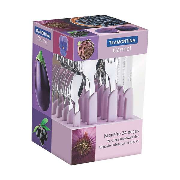 Faqueiro Inox 24 Peças Carmel Roxo Claro Tramontina