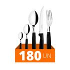 Faqueiro Ipanema 180 Peças Lâminas Em Aço Inox Cabo Preto Pto