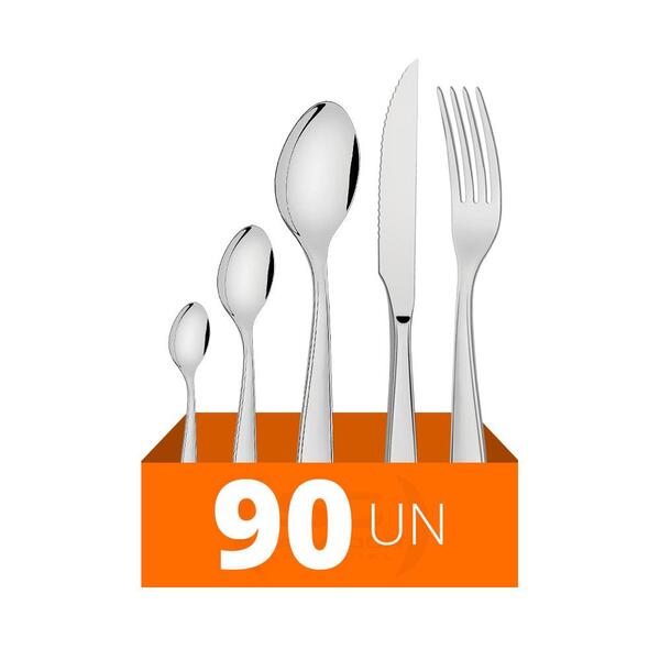 Faqueiro Laguna Com 90 Peças Luxo Totalmente Em Aço Inox Itop