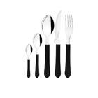 Faqueiro Leme 120 Peças Lâminas Em Aço Inox Cabo Preto Pbag -