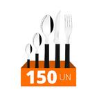 Faqueiro Leme 150 Peças Lâminas Em Aço Inox Cabo Preto Pbag -