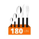 Faqueiro Leme 180 Peças Laminas Em Aço Inox Cabo Preto Pbag -