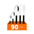 Faqueiro Leme 90 Peças Lâminas Em Aço Inox Cabo Preto Pbag -