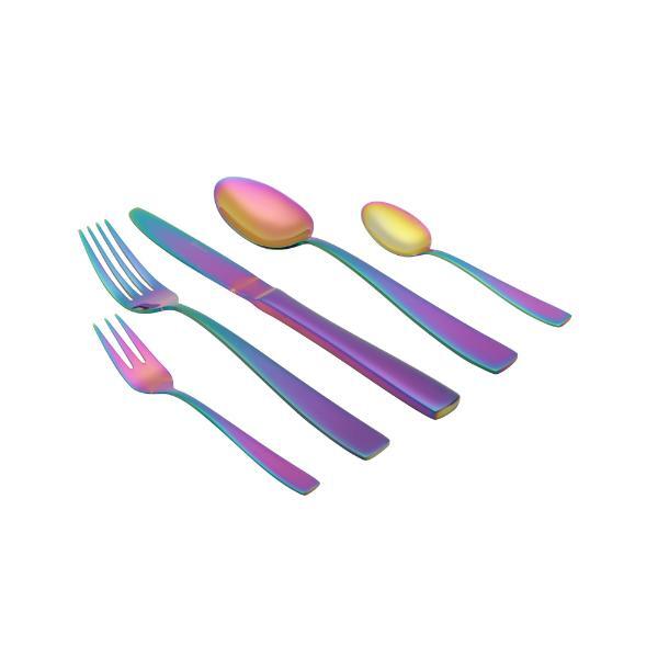 Faqueiro Liso Em Inox Wolff Rainbow 30 Peças