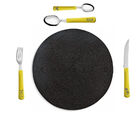 Faqueiro Mickey - Amarelo 24 Peças Com Jogo Americano Preto