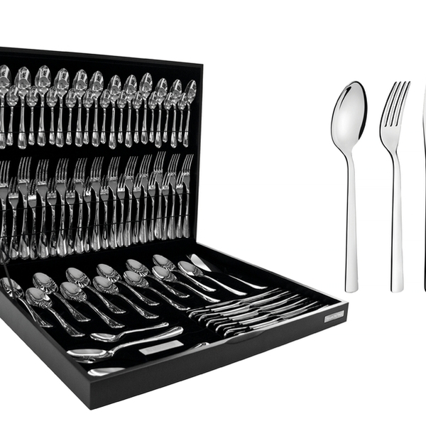 Faqueiro Oslo Em Aco Inox Com Facas De Mesa E Estojo De Madei